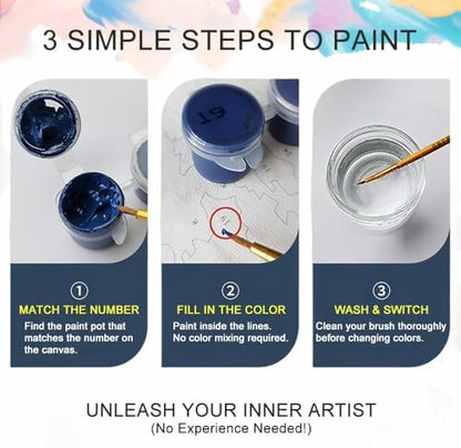 Natuyalo Lemon Tree Paint by Number for Adults - DIY Acrylic Painting Adults Paint by Numbers for Beginner Frameless, Town Landscape Paint by Numbers Kits for Gift Home Wall Decor 16x20 inch - Image 6
