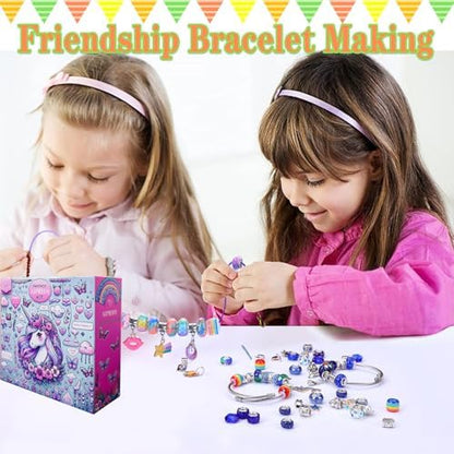 AIPRIDY 208 Pieces Charm Bracelet Making Kit,Unicorn Mermaid Crafts Gifts Set Can Inspires Imagination and Creativity,Jewelry Making Kit Perfect Gifts for Girls 5-12 Years Old (Pink+Aqua Unicorn) - Image 4