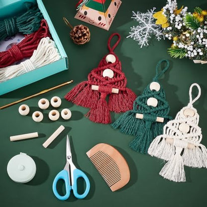 INFUNLY DIY Christmas Macrame Tree Kit for Adults and Beginners - 3 Sets, 3 Colors With Written Instructions and Video for Christmas Tree Hanging Decor - Image 4