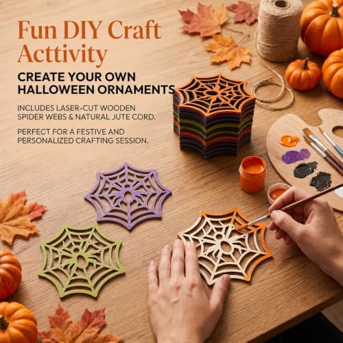 MAQIHAN Wooden Spider Web Craft Kit 30PCS – DIY Halloween Hanging Decor - Image 2