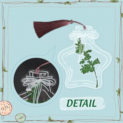 Large Size Bookmark Set, Pressed Flowers Bookmark Set, Bookmarks Making kit, Include Real Flowers Leaves, Cute Glass Bottle Shape, Handmade DIY with Tweezers Puncher Colorful Tassels - Image 5