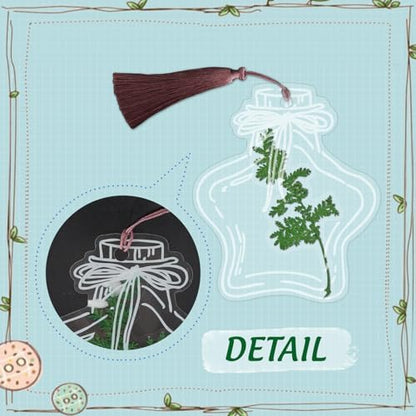 Large Size Bookmark Set, Pressed Flowers Bookmark Set, Bookmarks Making kit, Include Real Flowers Leaves, Cute Glass Bottle Shape, Handmade DIY with Tweezers Puncher Colorful Tassels - Image 5