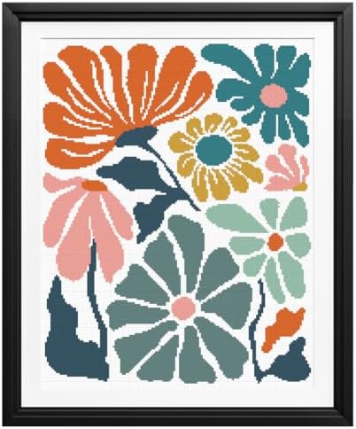 FREEBLOSS 11CT Cross Stitch Kits Abstract Flowers Stamped Cross Stitch Wall Painting Craft Kit Full Range of Embroidery Starter Kits for Adult Beginners with Instruction 15.8 x 19.7 by FreeandCreativeCraftsArt
