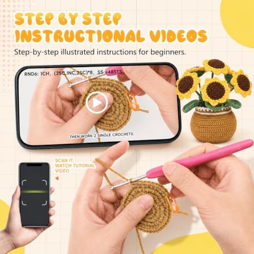 Crochet Kit for Beginners, Crochet Plant Kit,Knitting Kit(Sunflower) - Image 2