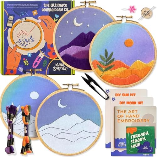 KNOT YOUR TYPE The Cosmic DIY Embroidery Kit - Bundle of 2 | Beginner Friendly Kits with All Stitching Materials | Hand Embroidery Kit for Adults | Perfect for Gifting DIY Kit, Hobby Kit - Image 2