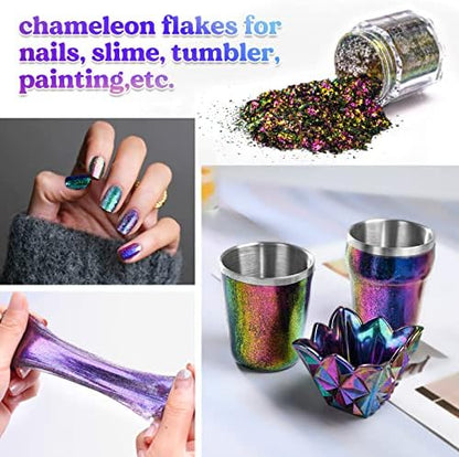 LET'S RESIN Chameleon Flakes and 12-Color UV Resin with All-Inclusive Keychain Making Kit - Image 5