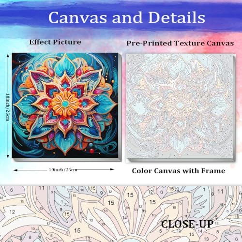 JUJUHOOD Mandala Flower Paint by Numbers Kit for Adults Beginner & Kids Ages 8-12,Abstract Paint by Number Without Easel, Acylic Paint by Numbers for Gift Home Wall Decor 10x10Inch - Image 3