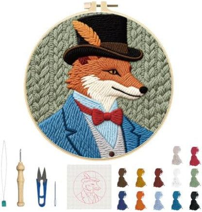 BEUNITONE Retro Jazz Fox Punch Needle Kits for Adults Beginner by BEUNITONE