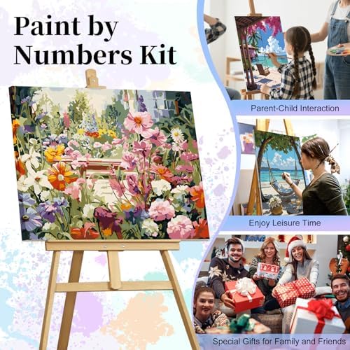 Paint by Numbers Kit for Adults, Garden Flowers Number Painting Canvas Kit - Image 7