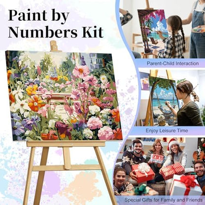 Paint by Numbers Kit for Adults, Garden Flowers Number Painting Canvas Kit - Image 7