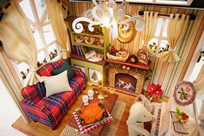 Christmas DIY Miniature Dollhouse Kits - Wooden Mini Model House with LED Lights, Tiny Furniture & Accessories – Craft Building Kits for Adults – Birthday Valentine's Gift - Holiday Times - Image 3