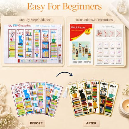 CYANFOUR 6 Pcs Cross Stitch Bookmark Kit for Beginners - Image 5