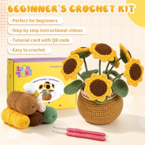 Crochet Kit for Beginners, Crochet Plant Kit,Knitting Kit(Sunflower) - Image 4