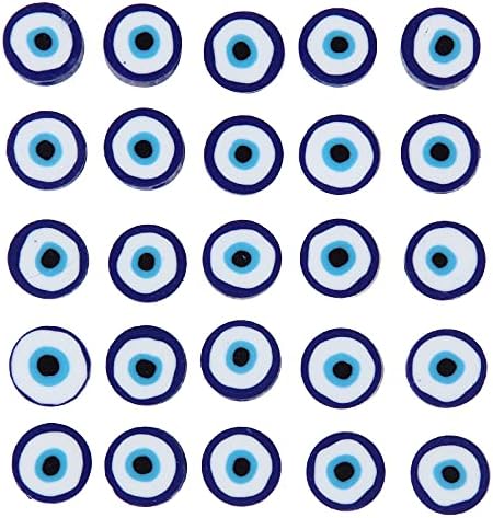 100pcs Evil Eye Polymer Clay 10mm Spacer Beads for Women Jewelry Making DIY Bracelet Necklace Hair Clip Accessories (Blue Evil Eye) - Image 7