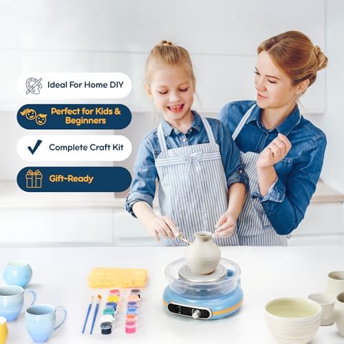 Pottery Wheel for Kids | Clay Machine for Beginners | 4.7 Inch Electric Mini Wheel Kit for Arts | Includes 8 Piece Tool Set and Paint | Educational Pottery Kit for Adults - Image 2