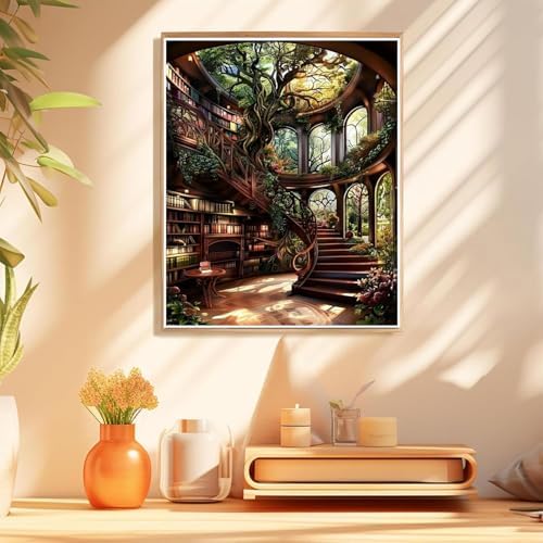 Forest Library Paint by Numbers Kit for Adults Beginner (Without Frame) - Image 3
