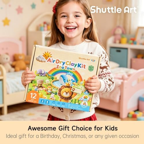 Shuttle Art Air Dry Clay for Kids - Zoo Town, 55 PCS Modeling Clay Kit with Sculpting Tools and Tutorials, Safe & Non-Sticky, Craft Gifts for Boys & Girls - Image 2