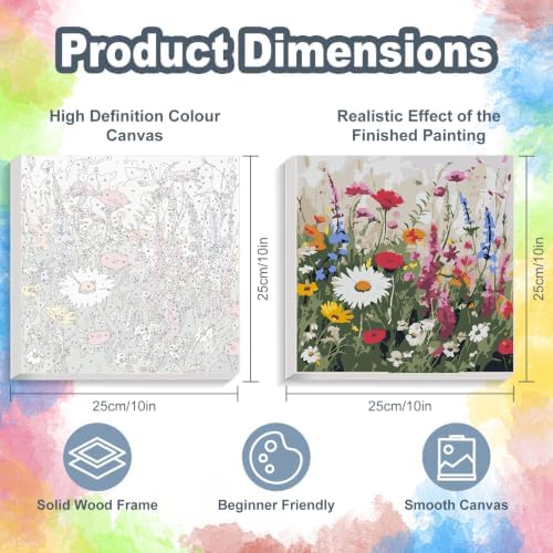 Kalonyth Flowers Framed Paint by Numbers Kit for Adults Beginner 10x10 inch - Image 3