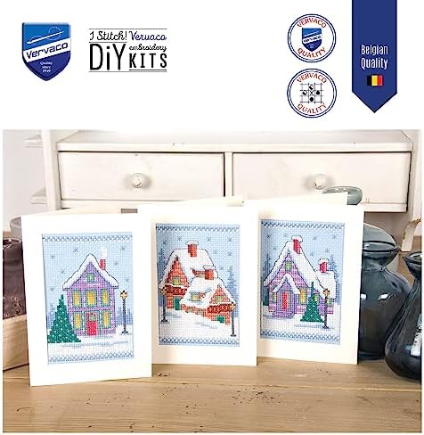 Vervaco Counted Cross Stitch kit Greeting Cards Christmas Gnomes in The Snow Set of 3, 10,5x15cm, DIY - Image 5