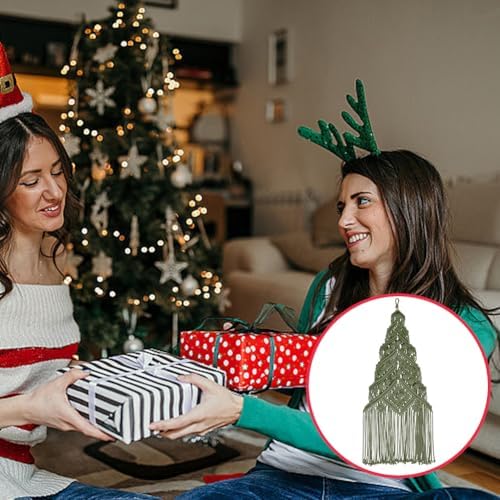 ORIGACH DIY Macrame Christmas Tree Large Wall Hanging kit Handmade Macrame Wall Hanging Kit for Beginners with Step by Step Video Tutorial Instruction Avocado Green Christmas Ornaments, 40x21inch - Image 6