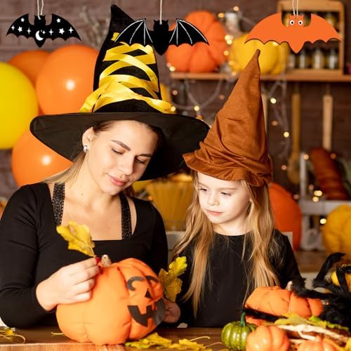 Large Size 7inch Wooden Halloween Ornaments to Paint,Bat Cutouts Unfinished DIY Blank Unfinished Pumpkin Wood Discs Ornament for Crafts Hanging Autumn Decorations 10PCS - Image 4