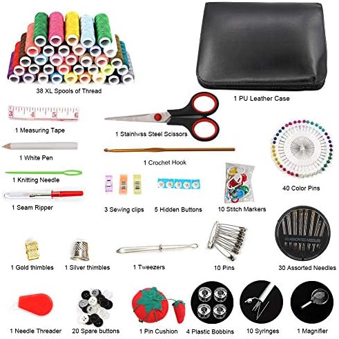 183PCS Premium Sewing Machine Kit, 38 XL Thread Spools Large Sewing Kits for Adults, College Students, Beginners, Emergency, Sewing Supplies Kit Including Professional Sewing Accessories - Image 2