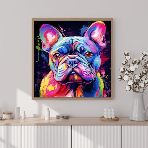 Artunion Framed Paint by Numbers Kit for Adults Beginners & Kids Ages 8-12,French Bulldog Paint by Number with Frame,Easy Dog Paint by Numbers Kit on Canvas 10 * 10 Inch Without Easel - Image 2