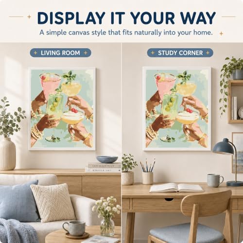 AuraDraw Paint by Numbers for Adults, Cocktail Paint by Number Kit, DIY Acrylic Painting Kit for Home Wall Decor 16x20 Inch - Image 6