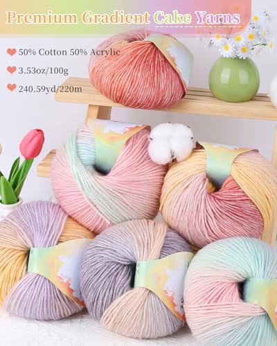 Coopay Yarn for Crocheting & Knitting, Gradient Cake Yarns (Sunset) - Image 3