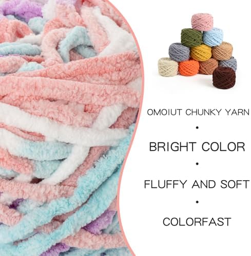 3 Pack Plush Chenille Chunky Yarn 100g (49.2yd) - Fluffy Velvet Yarn Crochet for Blanket Knitting and Crocheting - Baby Yarns for Crocheting Soft - Amigurumi Yarns (3 Blue-Pink-Purple) - Image 2