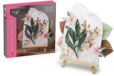 Craft Crush DIY String Art Craft Kit - Floral Interior Design DIY Activity for Teens & Adults - Complete String Art Kit with Embroidery Thread, Foam Canvas, Metal Pins, Wooden Easel - Ages 13+ - Image 3