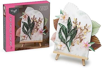 Craft Crush DIY String Art Craft Kit - Floral Interior Design DIY Activity for Teens & Adults - Complete String Art Kit with Embroidery Thread, Foam Canvas, Metal Pins, Wooden Easel - Ages 13+ - Image 3