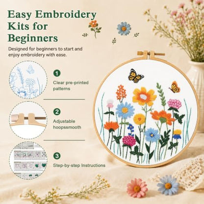 Louise Maelys Floral Butterfly Embroidery Kit for Beginners, DIY Craft - Image 5