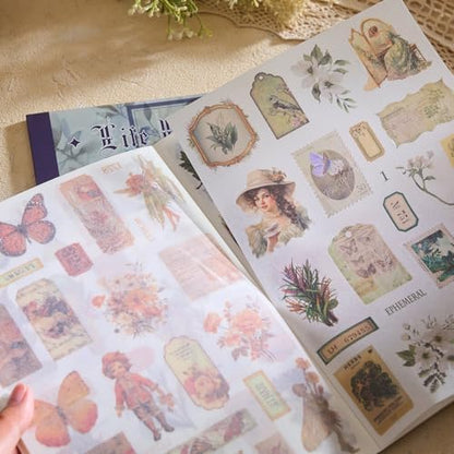 550+ Aesthetic Scrapbook Stickers, Vintage Stickers for journaling Butterfly Plant Flower Nature Washi Sticker Book for Adults, Junk Journal Supplies for DIY Art Collage Album Scrapbooking Planner - Image 5