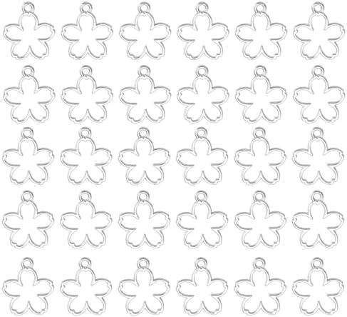 uxcell 30Pcs Alloy Open Bezel Pendants Open Back Hollow Frame Bright Silver by uxcell