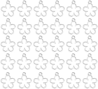 uxcell 30Pcs Alloy Open Bezel Pendants Open Back Hollow Frame Bright Silver by uxcell