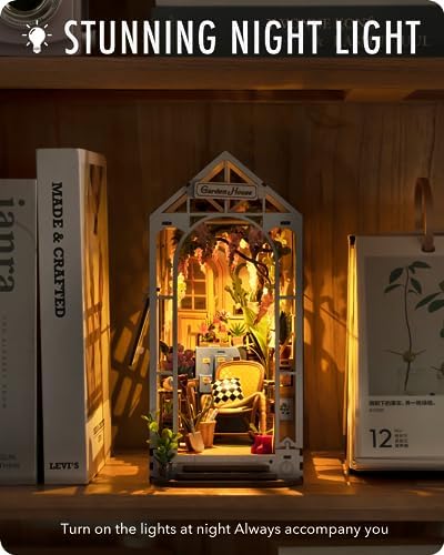 Rolife DIY Book Nook Kit Garden House, DIY Miniature Booknook Kit 3D Creative Decorative Bookend Bookshelf Insert 3D Puzzle for Adults, Halloween/Christmas Decorations/Gifts for Adults (Garden House) - Image 6