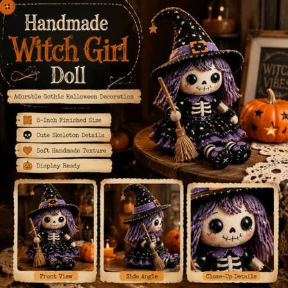 Patchwork Skeleton Witch Girl DIY Kit Craft Beginner Decoration，#A - Image 4