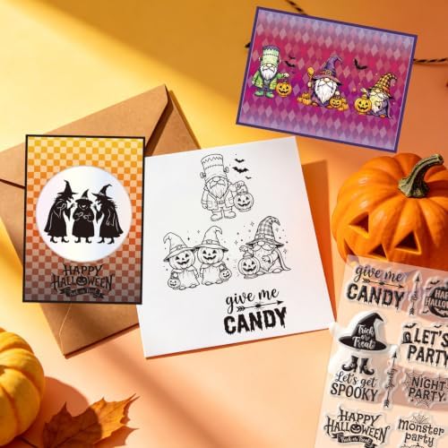 GLOBLELAND 6 Sheets Halloween Ghosts Witches Clear Stamps Set with 2 Style Scrapbook Papers for Card Making DIY Scrapbooking Photo Album Decor - Image 5