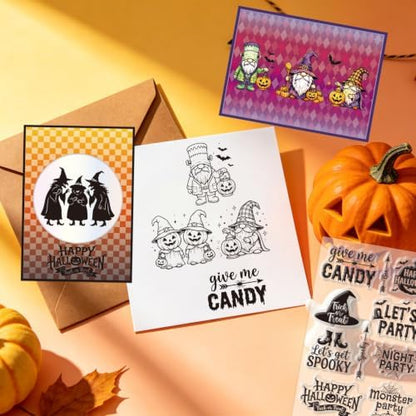 GLOBLELAND 6 Sheets Halloween Ghosts Witches Clear Stamps Set with 2 Style Scrapbook Papers for Card Making DIY Scrapbooking Photo Album Decor - Image 5