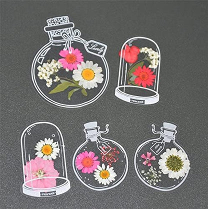 40PC Large Size Bookmark, Flower Page Clips Bookmarks, Children Gifts Handmade DIY Transparent Beautiful Flower Page, Glass Bottle Wishing Bottle Stickerr - Image 5