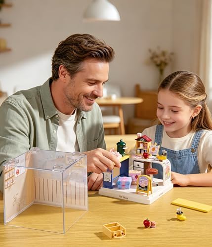 Handmade Gift Corner Super Miniature House Kit - DIY Plastic 3D Model Building Set for Teens, Build Your Own Paint & Present Shop with Dustproof Case, Creative Craft Gift for Girls Women - Image 4