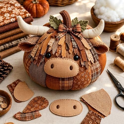DIY Animal Pumpkin Sewing Kit - Autumn Fabric Animal Pumpkin Craft Set for Adults Beginners - Thanksgiving Handmade Fall Patchwork Craft Kit for Holiday Decor (3PCS MIXA1) - Image 4