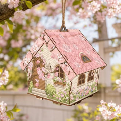 FRANDEK DIY Wooden House Diamond Art Painting Kit for Adults Home (Pink - Image 5