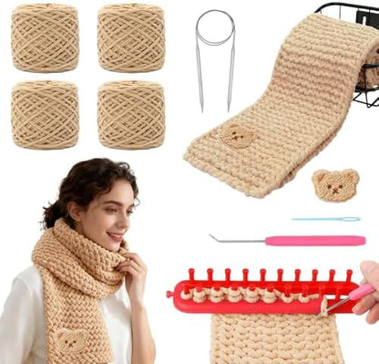 Yarniss Knitting Loom Kits，Knitting Scarf Kits with Khaki Yarn by Yarniss