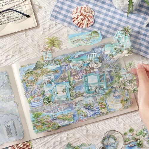 Summer Landscape PET Sticker Book, Diecut Stickers for Journaling - Image 5