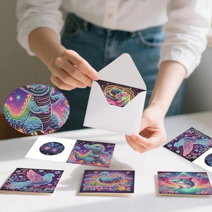 C'eitura 6Pcs Cute Animal DIY Diamond Art Painting Greeting Cards Kit | Adorable Kawaii Theme Thank You Birthday Cards | All Occasion Blank Note Cards for Kids & Adults - Image 7