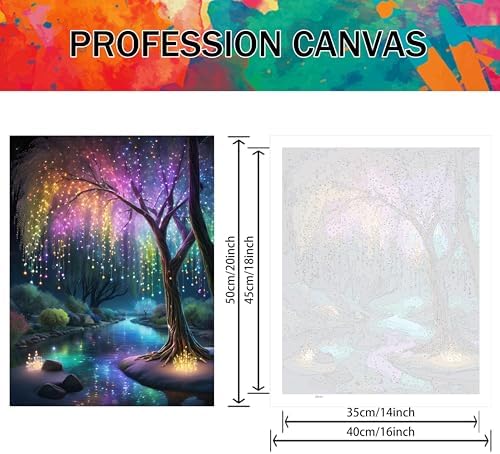 Yunruily Tree Paint by Number Kits for Adults-Paint by Numbers Kits for Adults,Tree of Life Paint by Number Kits on Canvas Perfect for Gifts Home Wall Decor(16x20inch) - Image 4