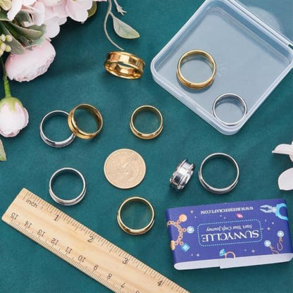 SUNNYCLUE 1 Box 12Pcs Stainless Steel Ring Blanks Settings US Size 7/8/9/10/11/12 Round Empty Inlay Grooved Finger Ring Base Blanks for Jewelry Making Kits Adult DIY Crafts - Image 3