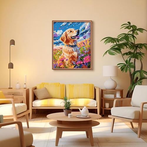 QUITEDEW Paint by Number Kit for Adults Dog,DIY Wall Decor 16x20 Iinch - Image 3